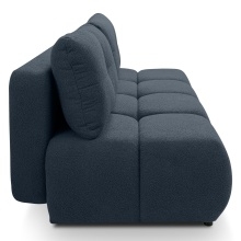 Image of Sofa z funkcją spania i pojemnikiem Milo, granatowa, boucle, obłe kształty