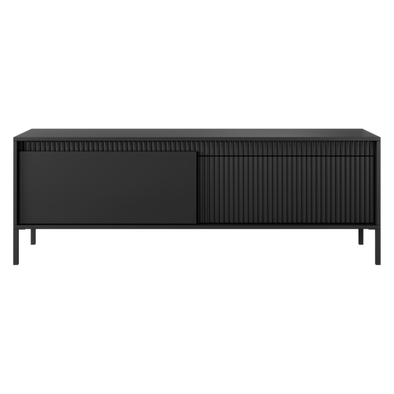 Szafka RTV Senso, 153,5 cm, lamele, czarna Lectus