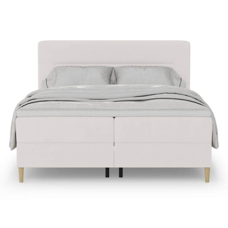 Łóżko kontynentalne Easy 160x200 cm z 2 pojemnikami, szarobeżowe, welurowe