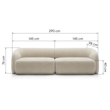 Sofa modułowa Nami, jasnobeżowa, obłe kształty