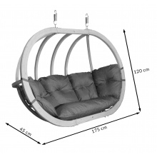 Fotel wiszący ze stojakiem O-Zone Premier Swing Pod, grafitowy, drewno świerkowe FSC®