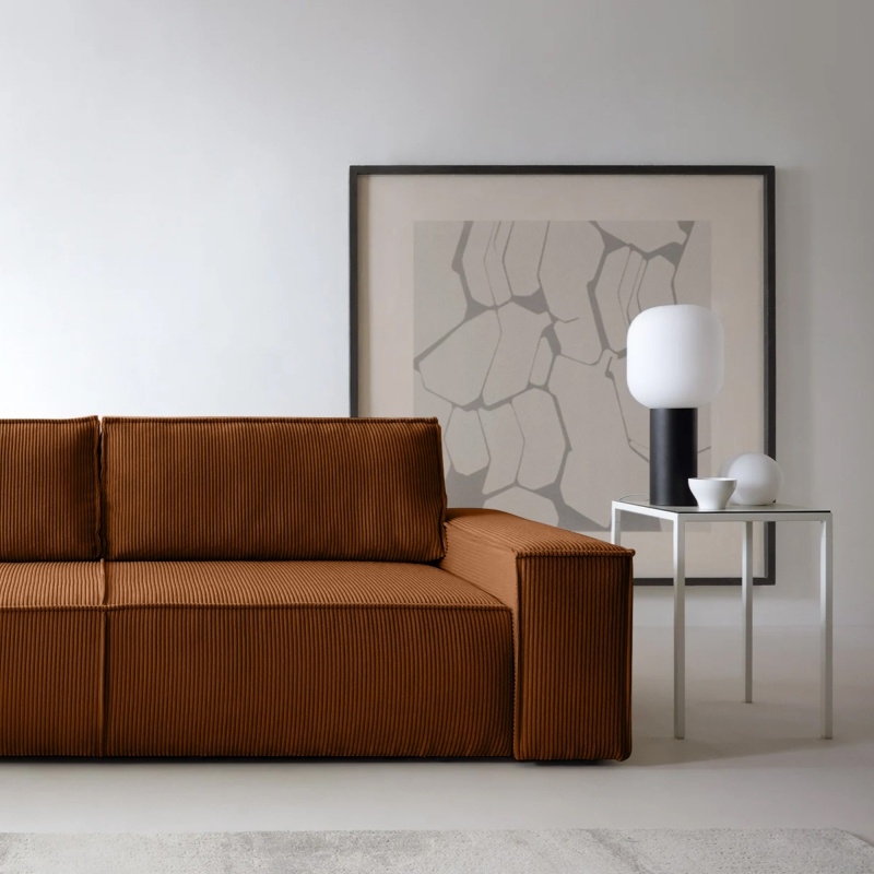 Image of Sofa rozkładana Fiord z pojemnikiem, miedziana, sztruks