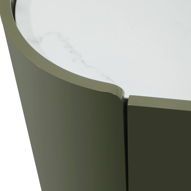 Komoda owalna Nari, zielona/szara, spiek, glossy