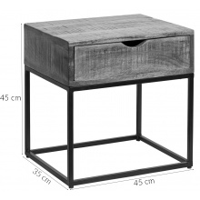 Image of stolik nocny z szufladą iron craft 45 cm akacja szary