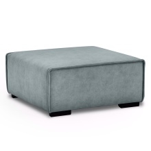 Image of Sofa 4-osobowa z pufem Lenny modułowa, szaroniebieska, welur