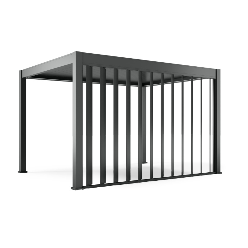 Elektryczny panel żaluzjowy 370 cm do boku pergoli 4 m, oświetlenie LED antracytowy, pionowy