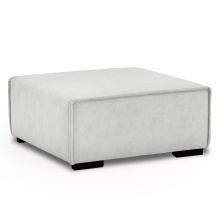 Image of Sofa 3-osobowa z pufem Lenny modułowa, jasnobeżowa, welur