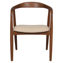 Krzesło drewniane Ludvika, zaokrąglone, orzech/beż