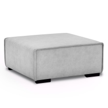 Image of Sofa 3-osobowa z pufem Lenny modułowa, jasnoszara, welurowa