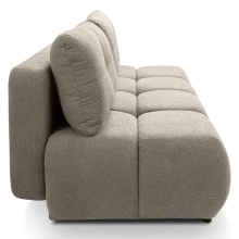 Image of Sofa z funkcją spania i pojemnikiem Milo, brązowoszara, boucle, obłe kształty