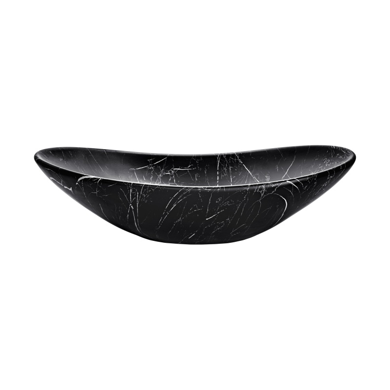 Image of Umywalka nablatowa Lena, 61,5 cm, czarny mat, dekor naturalnego kamienia