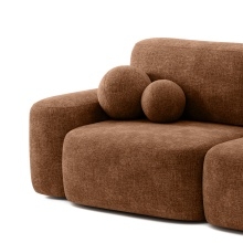 Sofa rozkładana Bold z pojemnikiem, miedziana, obłe kształty