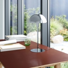 Image of Lampa stołowa grzybek Ellen metalowa, srebrna