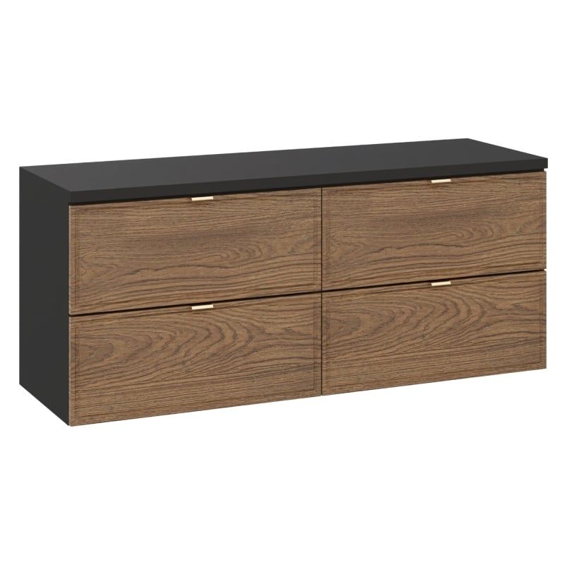 Image of Zestaw dwóch szafek pod umywalkę z blatem Talia 120 cm, czarny mat/dąb casella