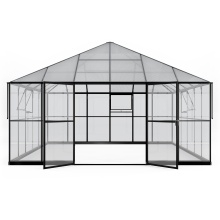 Oranżeria ogrodowa EcoGlass Gazebo Large z fundamentem 17,7 m² szkło hartowane 4 mm, poliwęglan 6 mm, aluminium, czarna