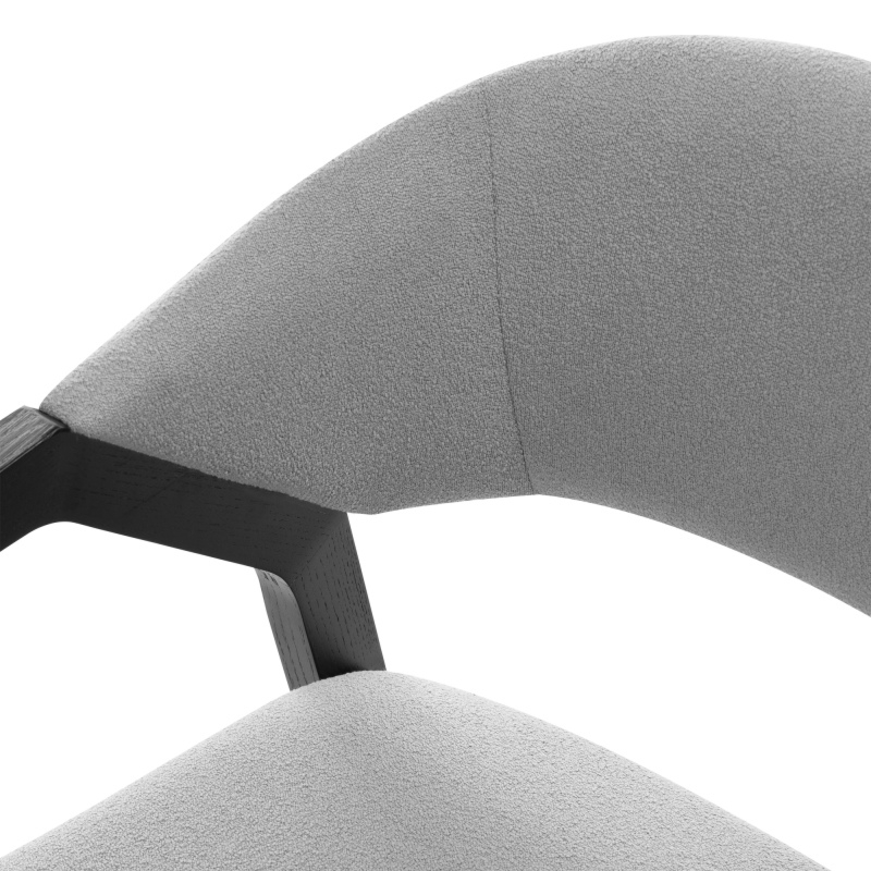 Krzesło do jadalni Dovre szare, boucle/czarne nóżki