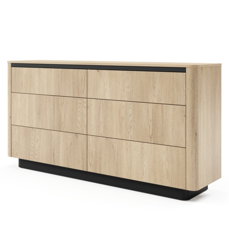 Komoda z szufladami Torro dąb cremona/czarny, zaokrąglona