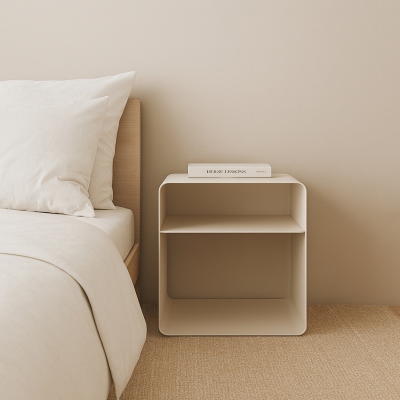 Stolik nocny Mono, kaszmirowy, zaokrąglony