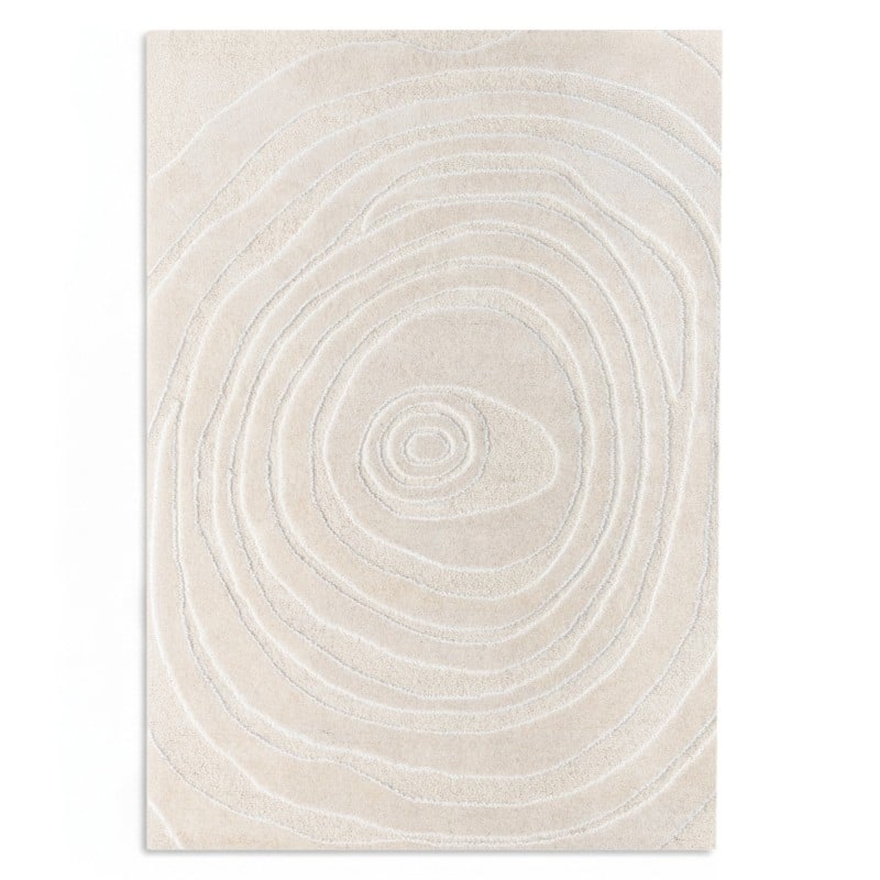 Dywan prostokątny Sora 120x180 cm, tuftowany, wełniany, kremowy, nieregularne linie