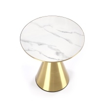 Stolik kawowy Tribeca 50 cm złoty, imitacja białego marmuru