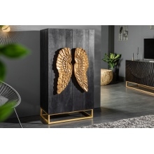 Image of drewniana komoda handmade angel 70 cm mango czarna/złota glamour