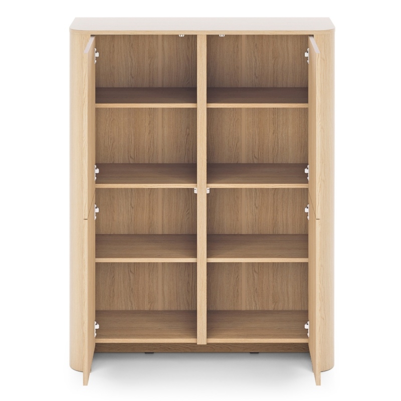 Komoda czterodrzwiowa Bari 103 cm, zaokrąglona, dąb vicenza