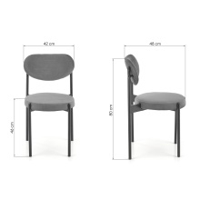 Krzesło tapicerowane K509 popielate/czarne nóżki, welur
