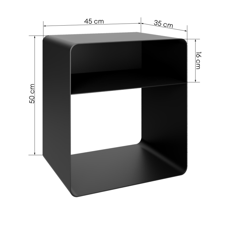 Stolik nocny Mono, czarny, zaokrąglony
