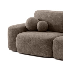 Sofa rozkładana Bold z pojemnikiem, brązowa, obłe kształty