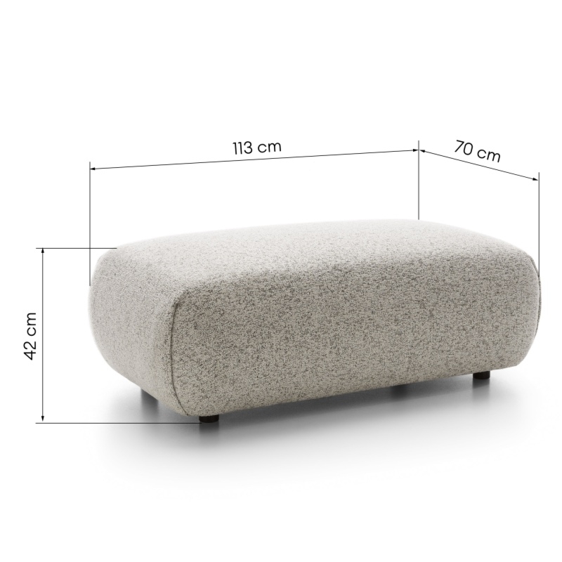 Puf tapicerowany Pocket, szarobeżowy melanż, obłe kształty