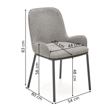 Krzesło tapicerowane K481 szare/czarne nóżki