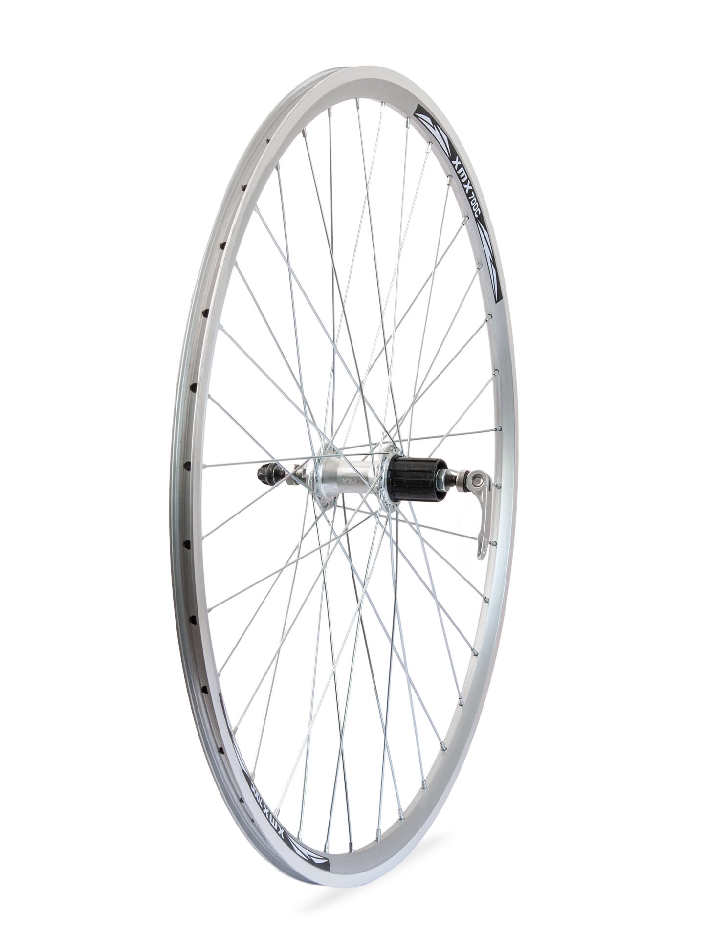 Koło tylne szosa 28″ obręcz XMX-D33 piasta XMX-A281 kaseta 8-9-10 rzędów 135mm srebrne