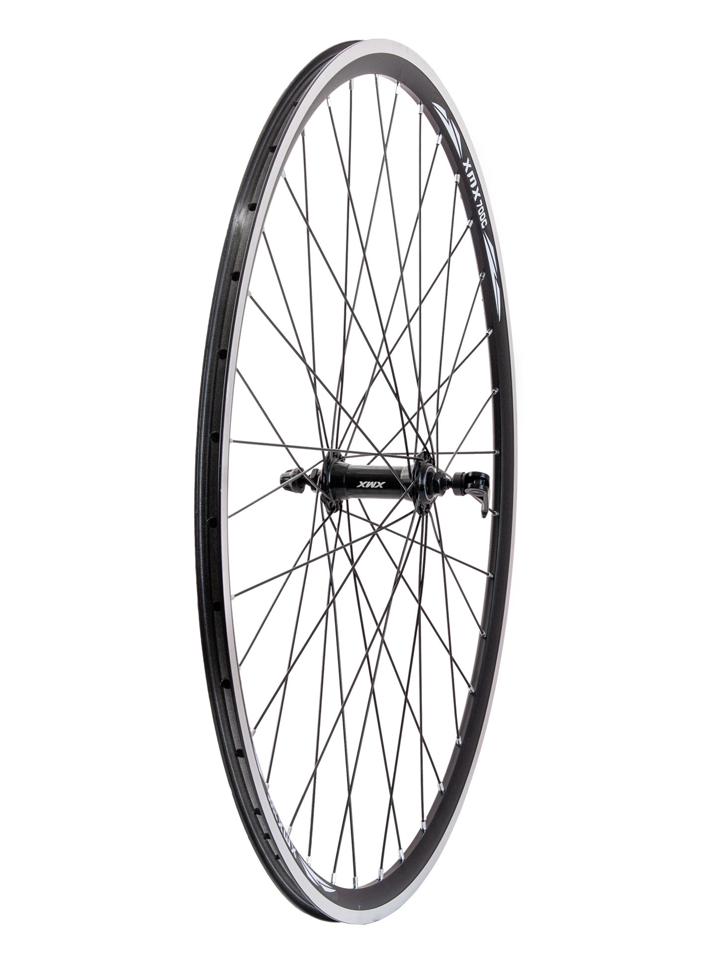 Koło przód szosa 28″ obręcz XMX-D33 piasta A-281 QR aluminiowa łożyska maszynowe czarne