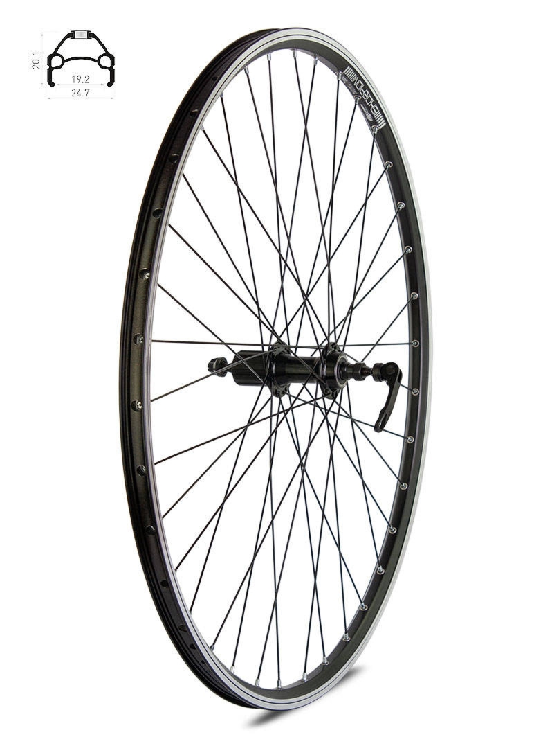 Koło tylne 27,5″ piasta XMX-A281 kaset.8-9-10 rzędów, łożyska maszynowe, obręcz Rodi Skorpion czarna – szprychy czarne