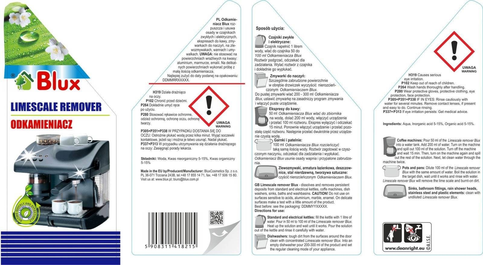 Środek do usuwania kamienia, rdzy i mydła BLUX 5000ml