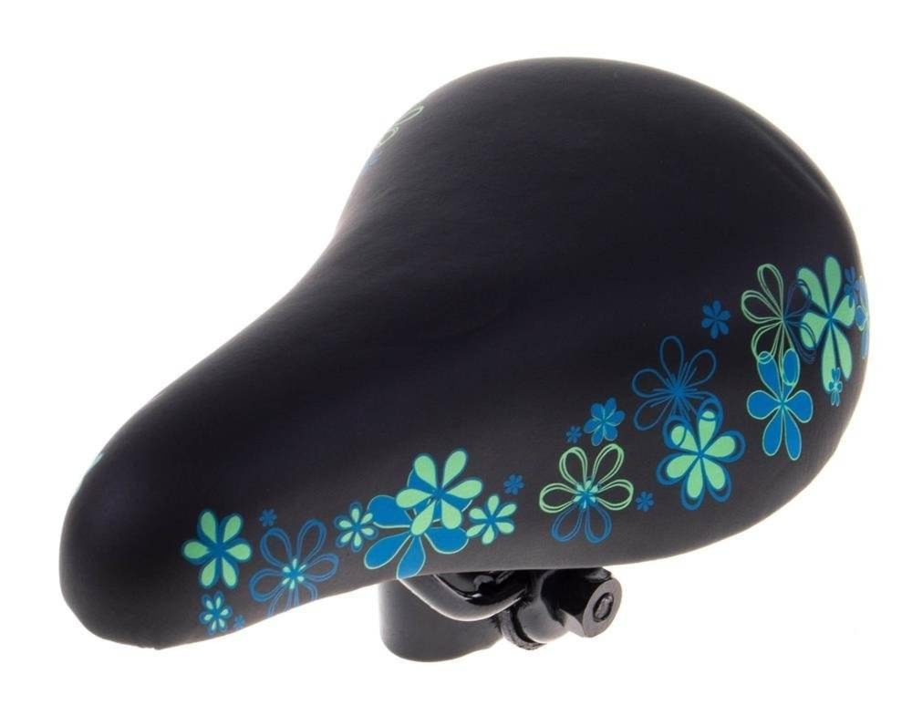 Siodło dziecięce 16″ Selle Mio LIRO SM-309 czarne-niebieskie kwiaty