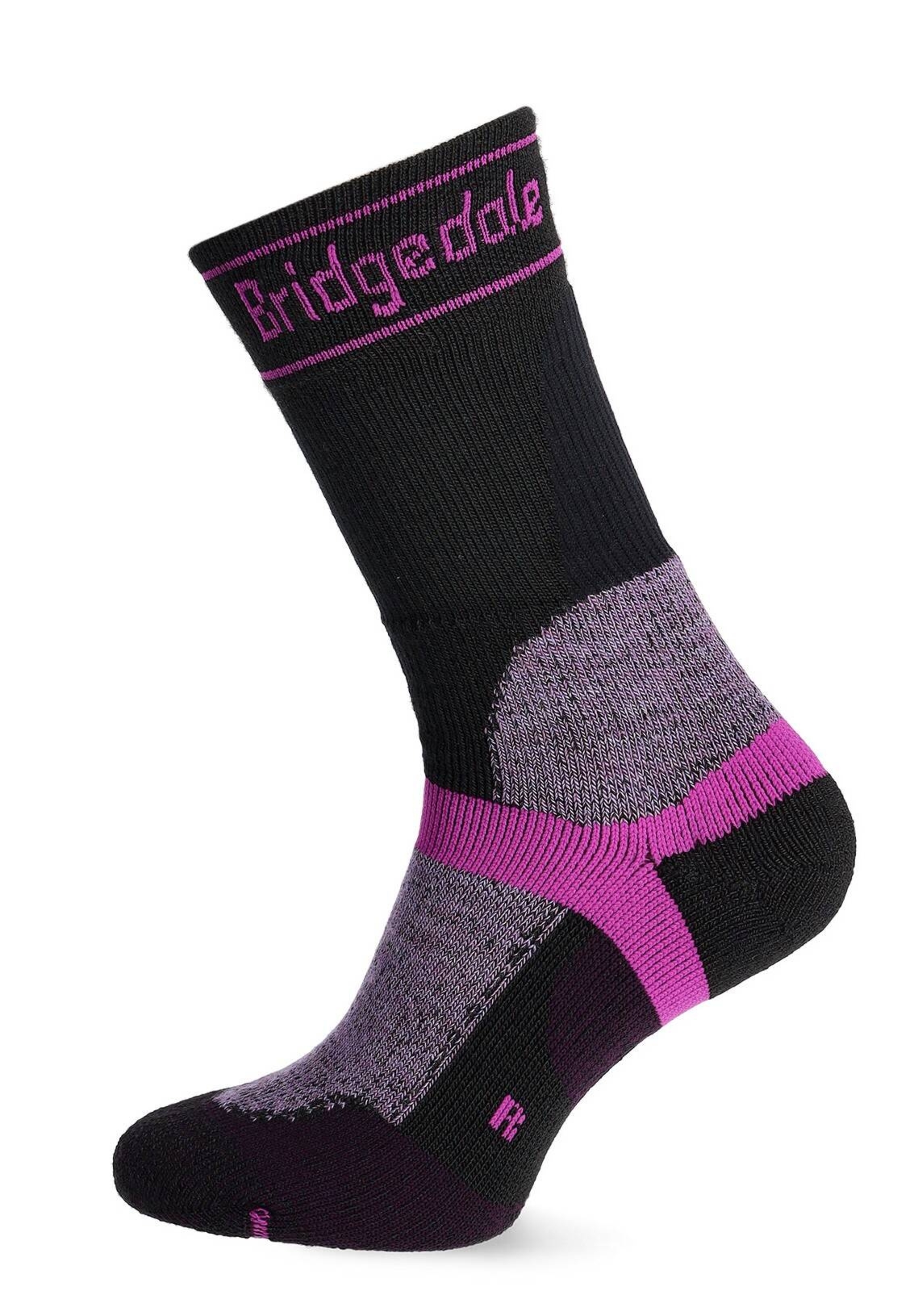Skarpety rowerowe damskie Bridgedale MTB Winter Weight T2 Merino Sport Boot – black/purple