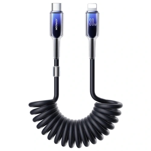Kabel spiralny Joyroom S-A43 Crystal-Clear Series 30W USB-C Lightning 1.5m czarny