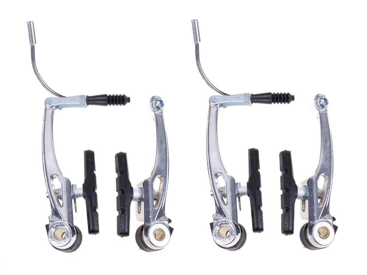 Szczęki hamulca V-brake aluminiowe srebrne kpl. na rower YX-C230