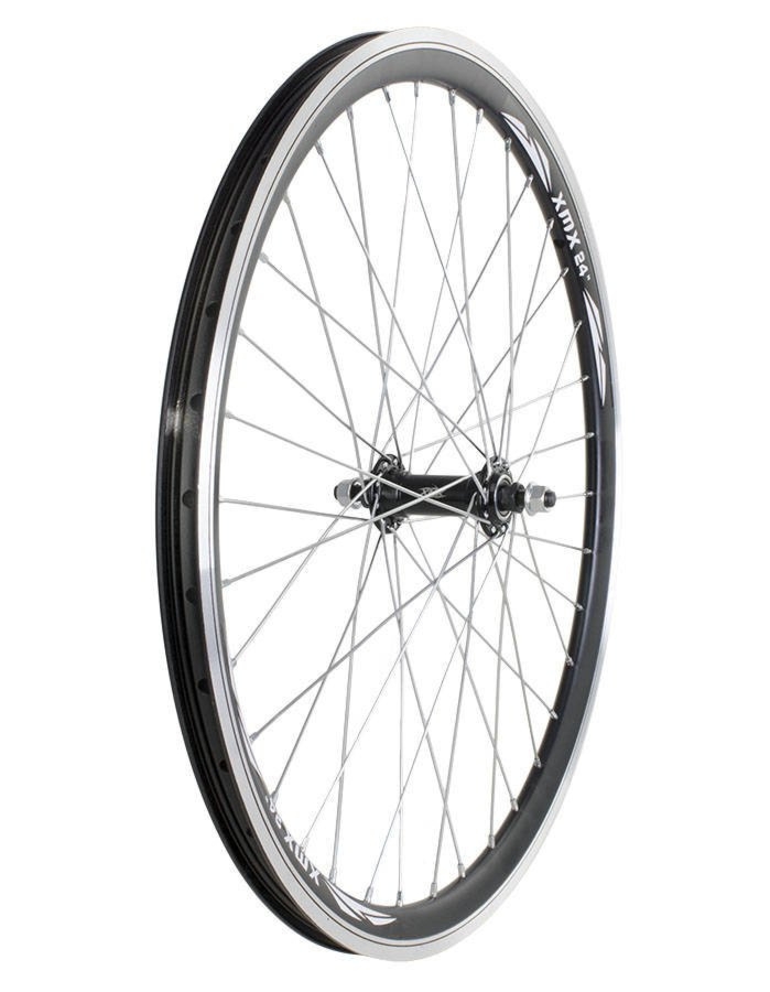 Koło przód 24″ obręcz stożkowa czarna, piasta aluminiowa czarna
