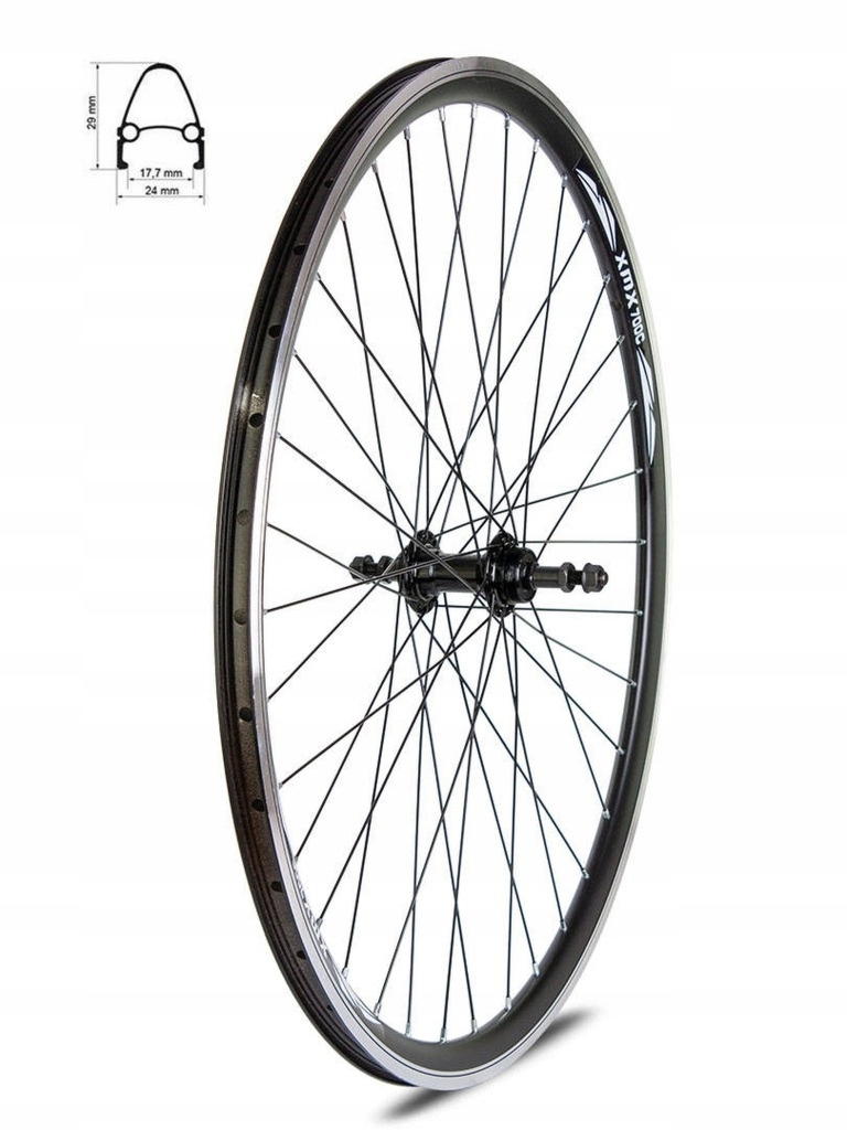 Koło tylne 28″ XMX stożkowa obręcz piasta czarne