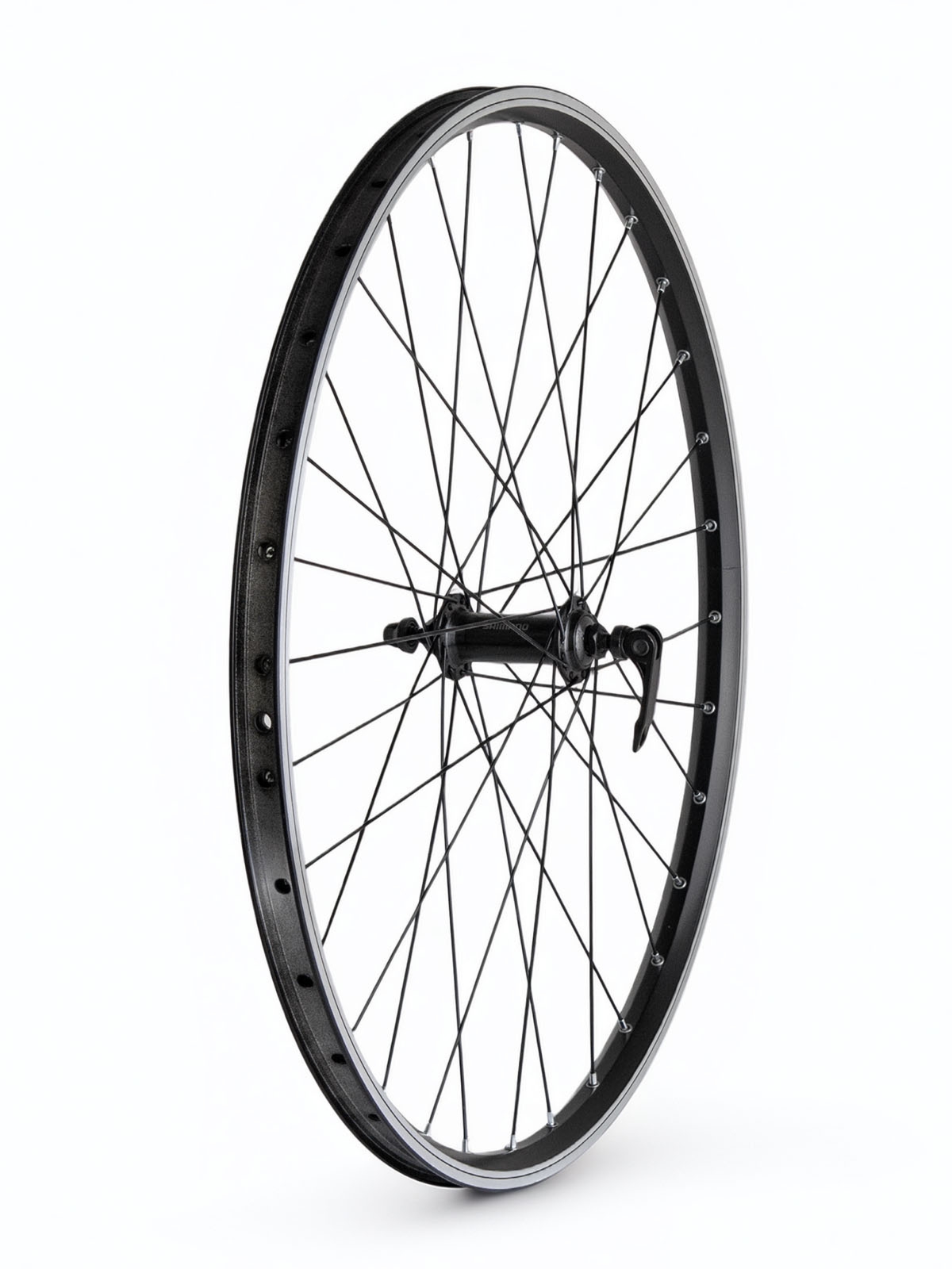 Koło przód 26″ piasta ShimanoTX-500 obręcz stożkowa nitowana czarna