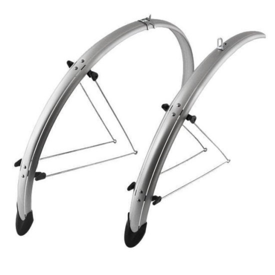 Błotnik Orion 28″x 58 mm srebrny kpl. z chlapaczem