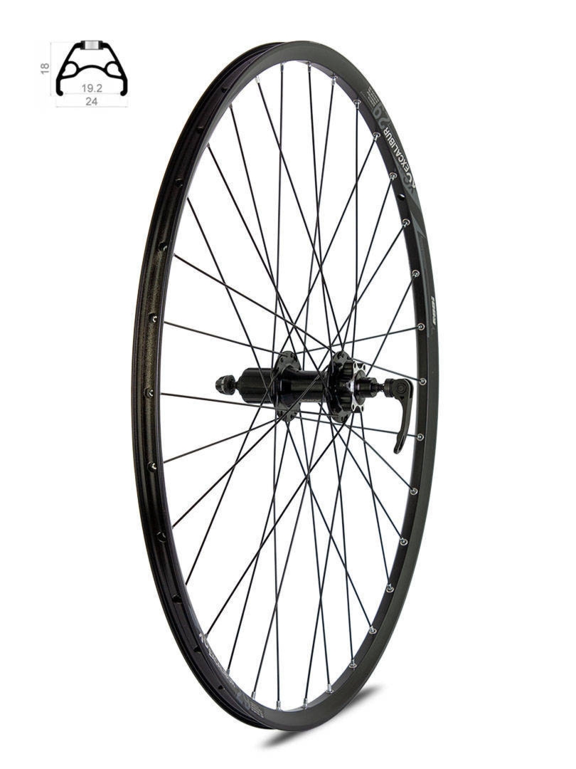 Koło tylne 27,5″ DISC piasta Acera FH-M3050 Center Lock obręcz Rodi Excalibur XC czarna, szprychy czarne
