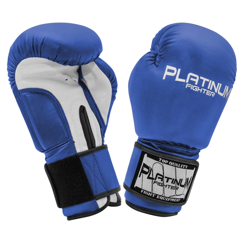 Rękawice bokserskie Spartacus niebiesko-białe – Platinum Fighter