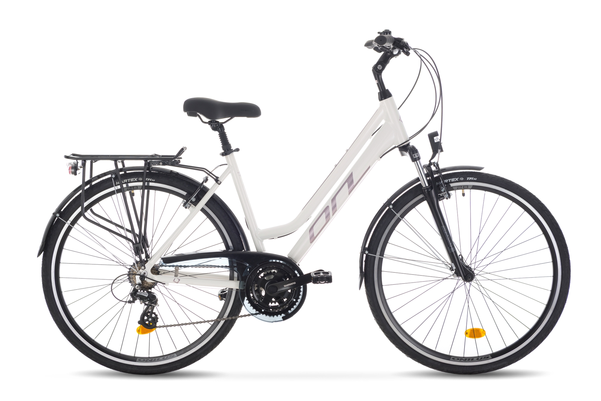 Rower trekkingowy damski ONILUS NAILA 2.0 28 cali biały