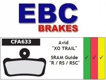 Klocki hamulcowe rowerowe EBC (spiekane) AVID XO TRAIL, SRAM GUIDE R, RS, RSC