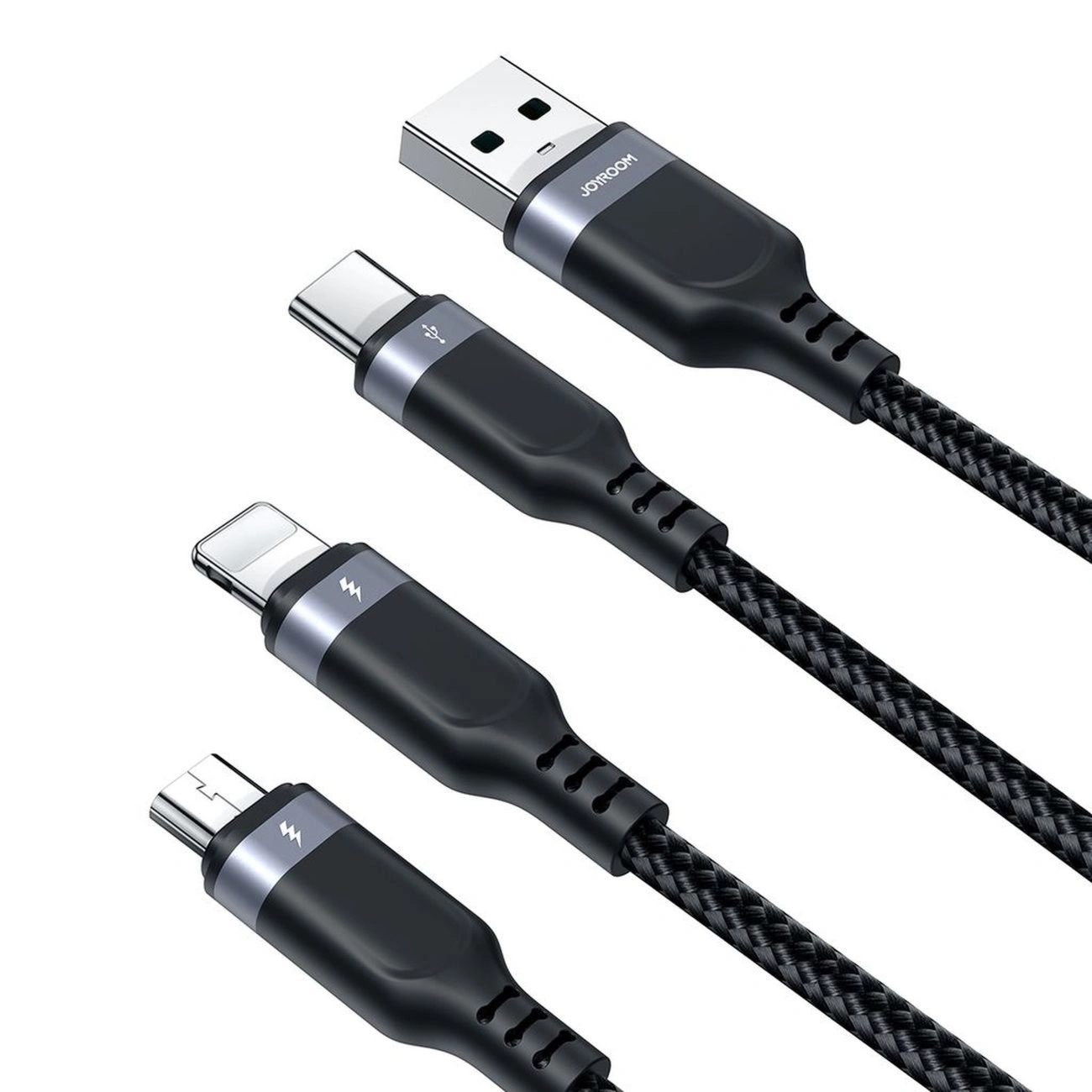 Kabel Joyroom S-A18 3w1 3,5A USB-A – Lightning+USBC+ MicroUSB 1,2m – czarny