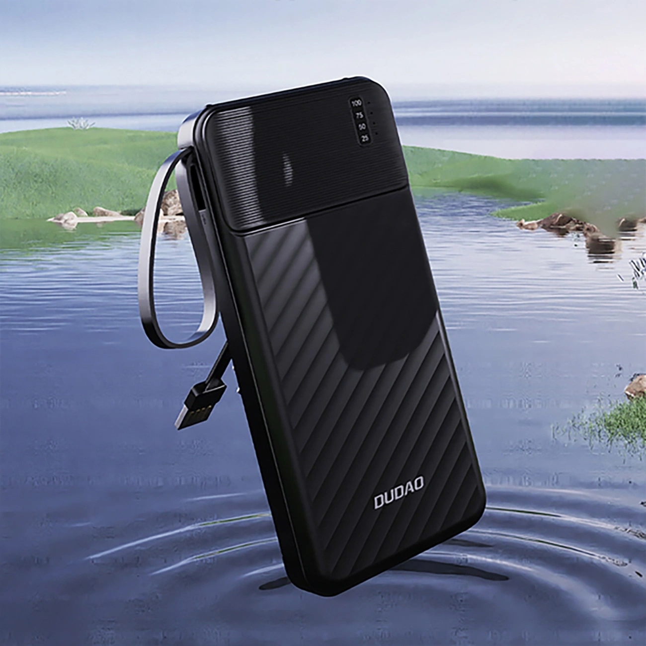 Powerbank Dudao K11 Pro 20000mAh z wbudowanymi kablami – czarny