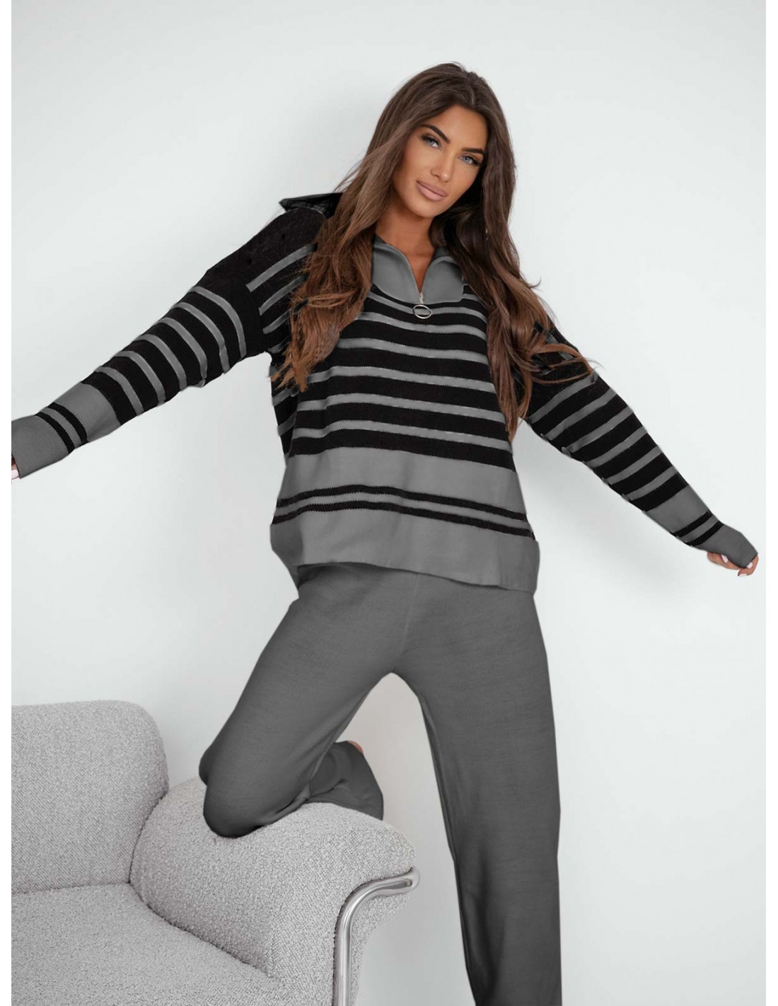 Komplet dzianinowy z szerokimi spodniami DAZJA - wzór 5